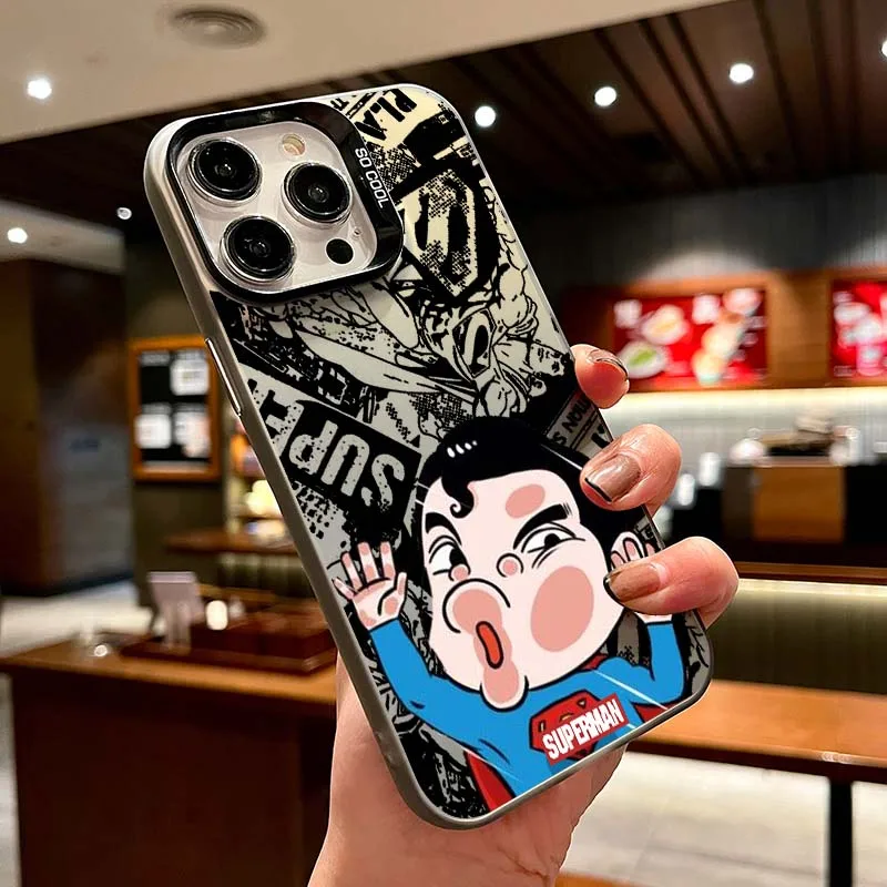B-Batmans S-Supermans Comics Phone Case For Apple iPhone 17 Air 16 16e 15 14 13 12 11 Mini Pro Max Plus Colorful Silver Cover