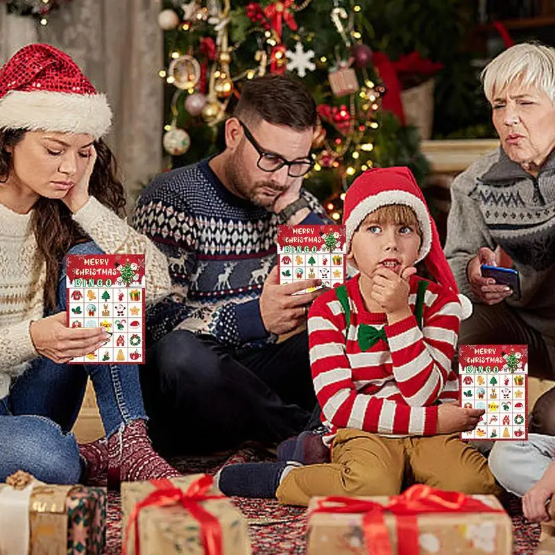 Christmas Play Cards 24-Player Christmas Board Card Game Paper Cards Seasonal Friends Activity School Home Game Group Activity