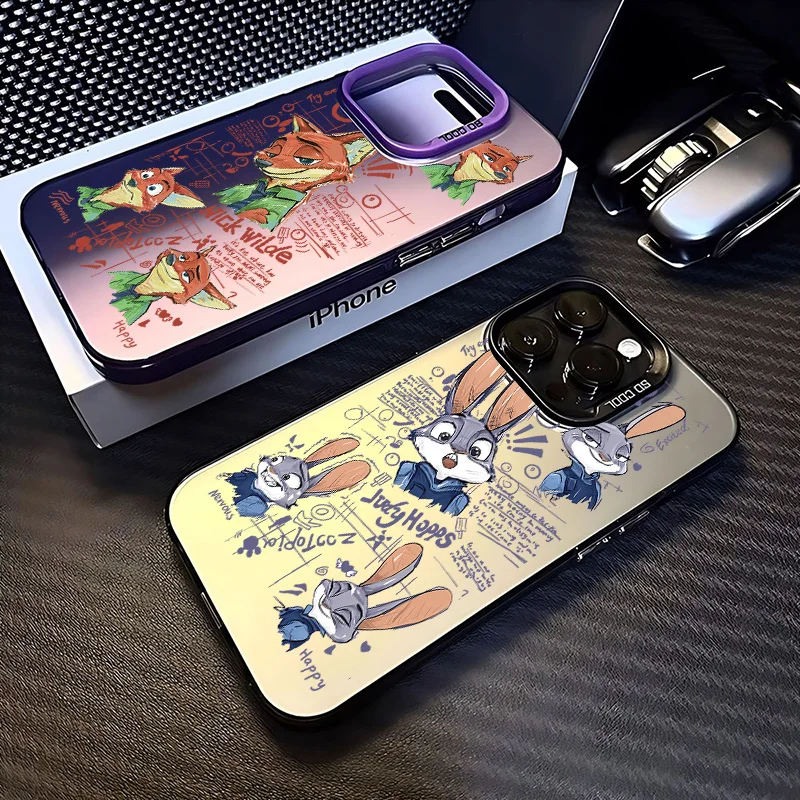 

Zootopia Judy Nick Anime Phone Case For iPhone 16 15 14 13 12 11 Pro Max X XR XSMAX 8 7 Plus Candy Matte Shockproof Back Cover