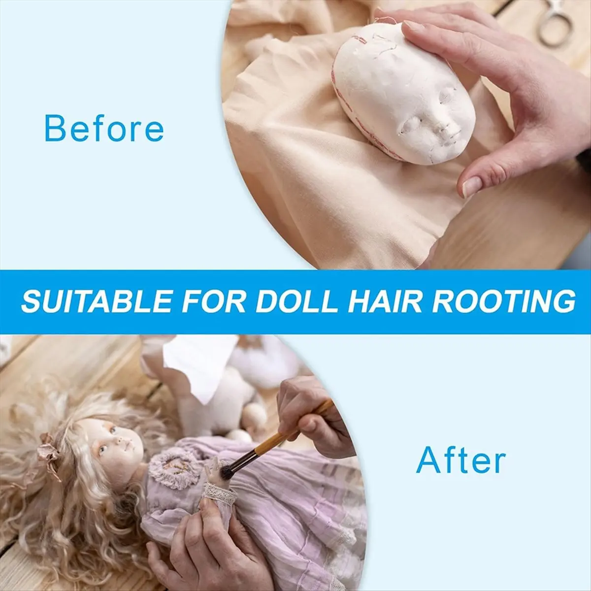 DT57 LATEST MODEL Doll Hair Rooting Holders Kit, 0.6mm/0.8mm Doll Hair Rerooting Knitting Needles with Awls Crochet Hooks Doll W