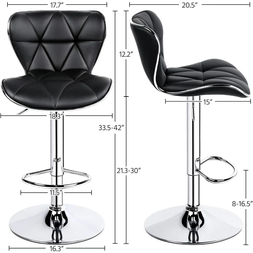 Island Chairs-Ensemble de 4 chaises de bar à la mode, en cuir PU, réglables, avec coque arrière