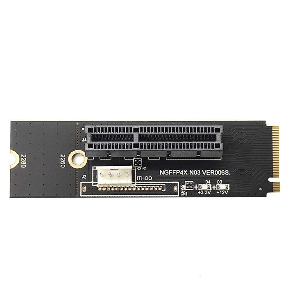 

Hot Sale NGFF M2 to PCI-E 4X X1 Slot Riser Card M2 Key M to PCI Express X4 Adapter with LED Indicator for Miner Mining
