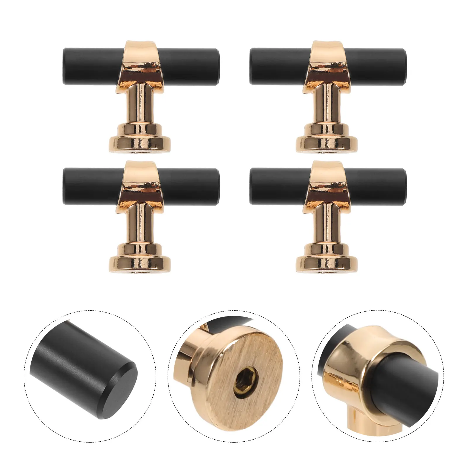 

10pcs T-Bar Cabinet Handles Solid Alloy Kitchen Drawer Pulls Single-Hole Design Durable Scratch-Resistant Hardware Black Golden