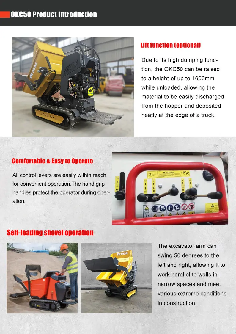 Kundenspezifischer 1200kg Raupendumper mit EPA-Zertifizierung, hoher Leistung für komplexes Gelände, Mini-Raupendumper – Detail 6
