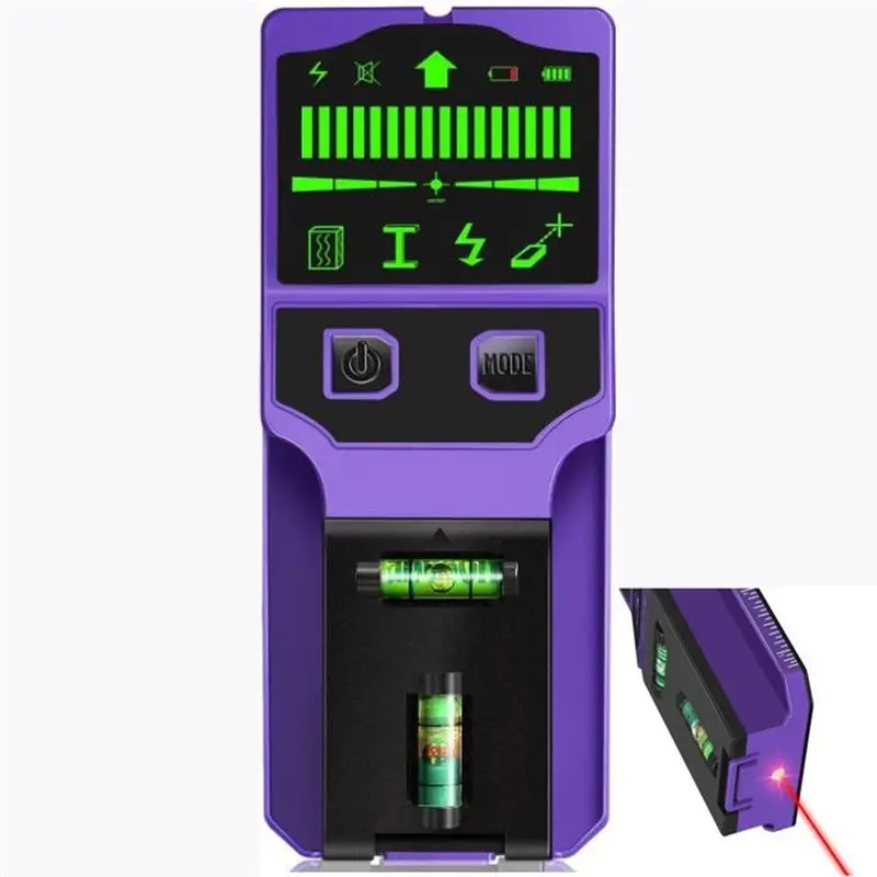 PORK-For Wood, Metal AC Wire& Pipe Detection 7-In-1 Stud Finder Wall Scanner Center Finder With Laser Level, LCD Display