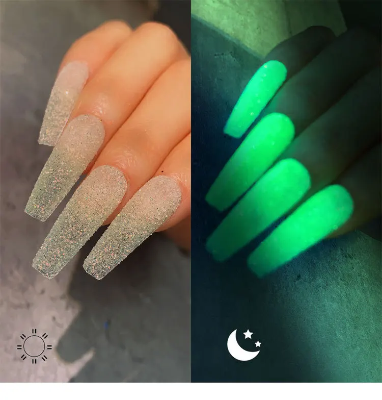 Glow In Dark Neon Phosphor Glitter Nail Art Sand Pigment Dust Luminous Holographic Fluorescent Sand Powder for NAILS Decorations