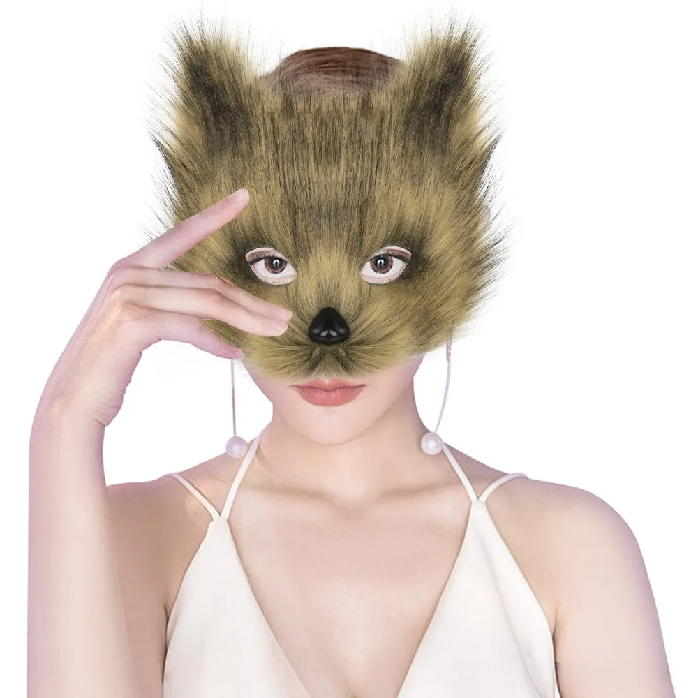 Cat Cosplay Costume Foxes Mask Halloween Costume Accessorie Cat Face Mask Party Dress Up Prop Accessories