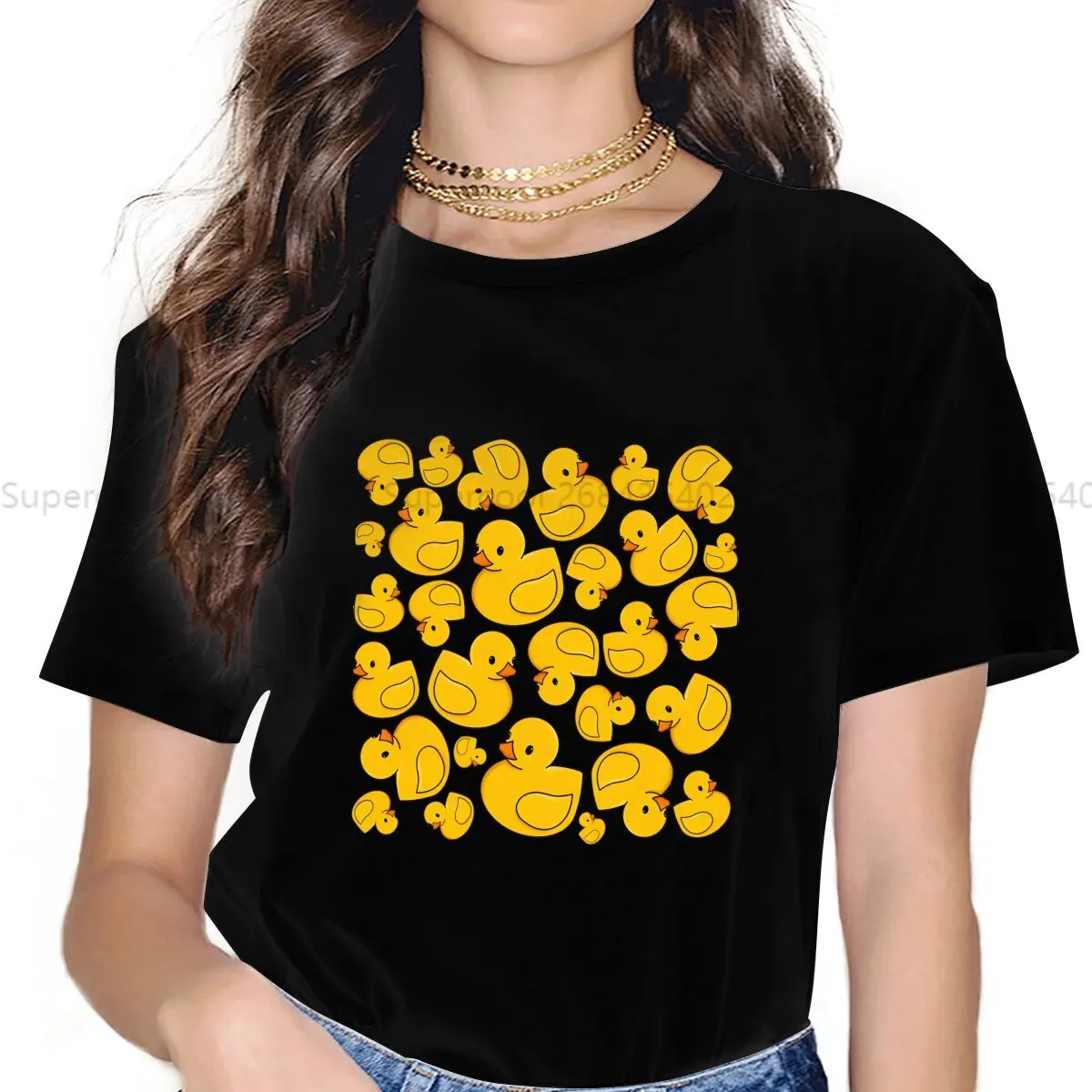 Picture 6: Pattern Casual Polyester TShirt Rubber Duck Printing Tops Leisure T Shirt Female