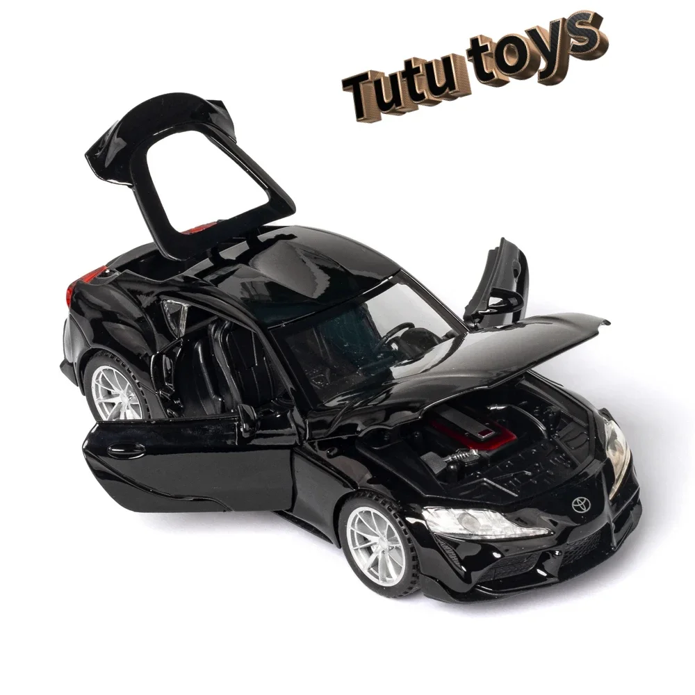 1/32 Toyota GR SUPRA Diecast Legierung Auto Modell Hohe Simulation Metall Spielzeug Mit Sound Licht Zurückziehen Für Kind Kinder Sammlung