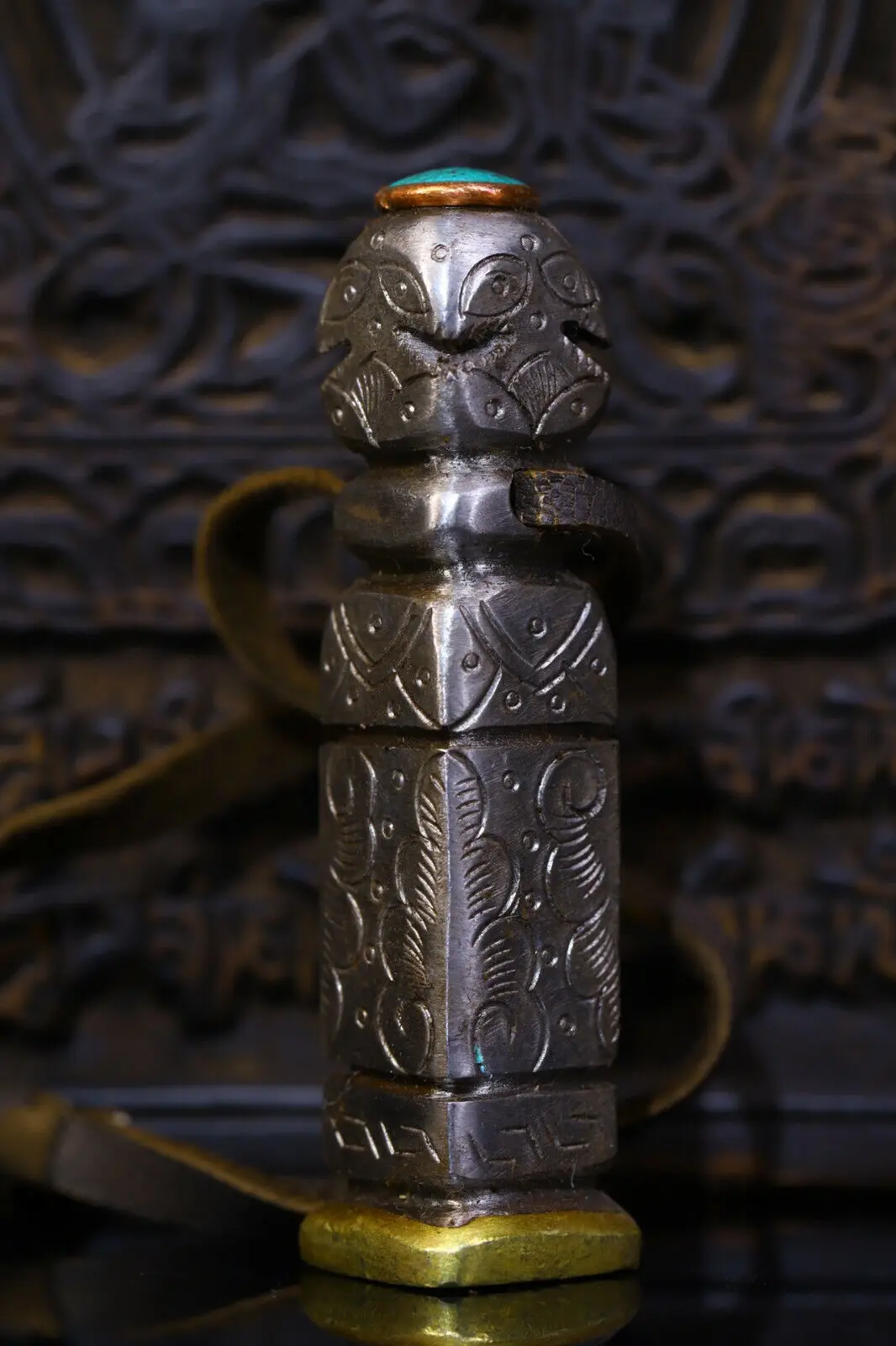 

7.5 cm Tibet Buddhism iron seal stamp handcraft seal Statue