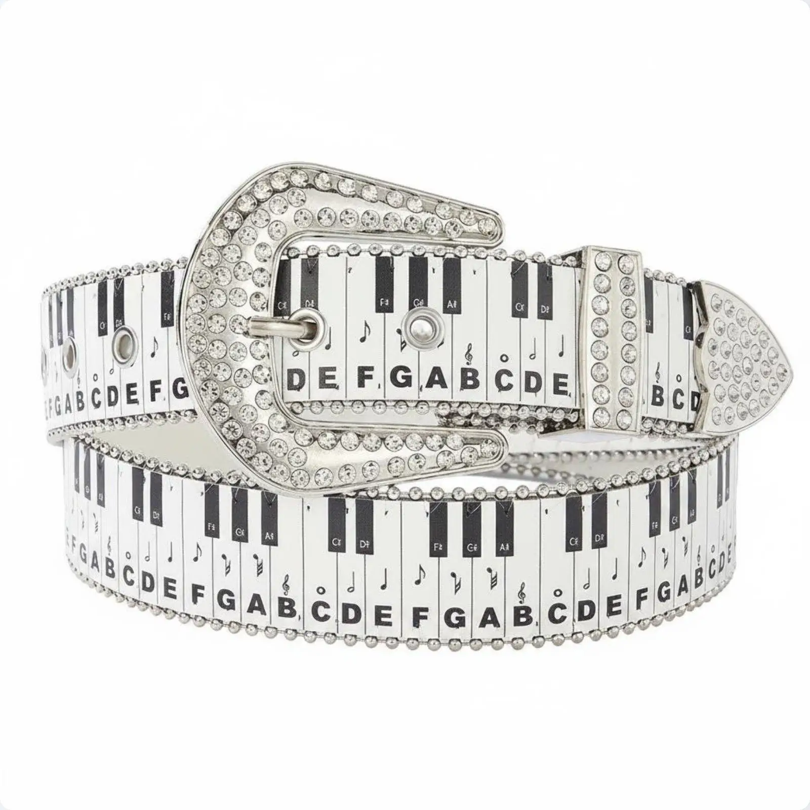 Women Belt Y2K Rhinestone Piano Buckle Metal Belt Accessories Waist Belt Decoration for Pants Party or Streetwear