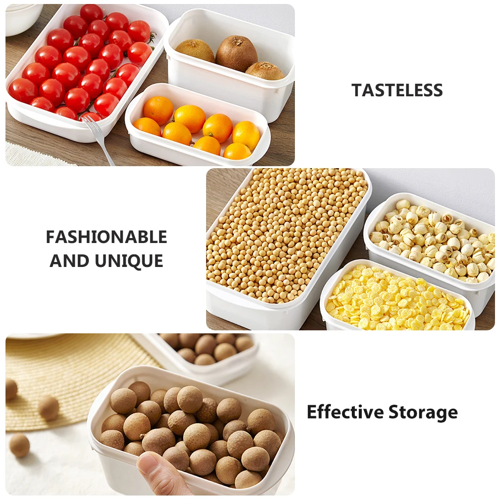 

4Pcs Refrigerator Food Boxes Stackable Sealed Crisper Kitchen Storage Containers Fresh Preservation Household Food Storage