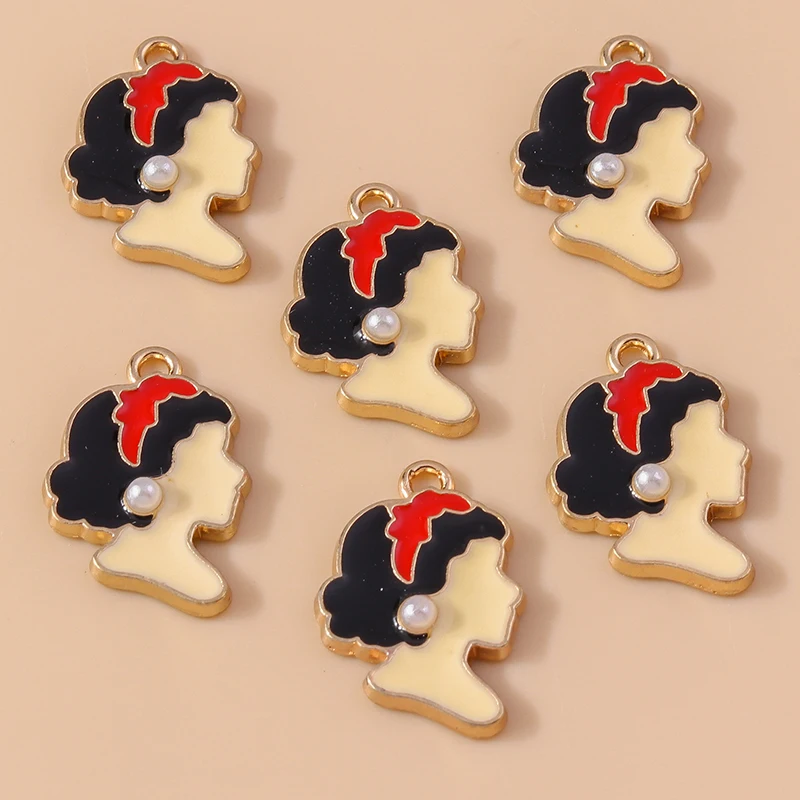 

20pcs 14x20mm Cute Enamel Princess Head Charms Pendants for Jewelry Making Earrings Necklaces Bracelets DIY Crafts Accessories