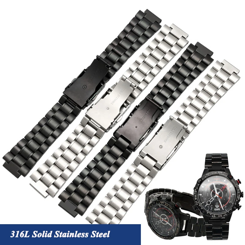 24*16mm Solid Stainless Steel Watch Band For TIMEX T2N720 T2N721 TW2T6300 TW2R55500 TW2T6400 T2N721 Men\'s Watch Strap Bracelet