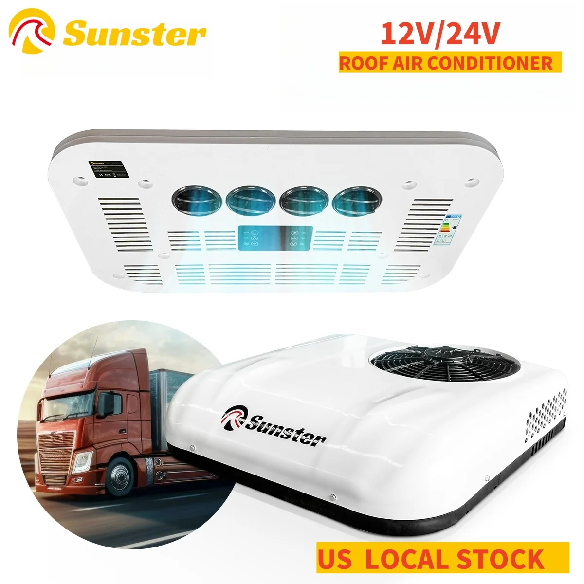 

12V 24V RV Air Conditioner Rooftop Air Conditioner for Cooling Easy-to-install RV DC Unit for RVs Camper Trucks CaravanEtc.