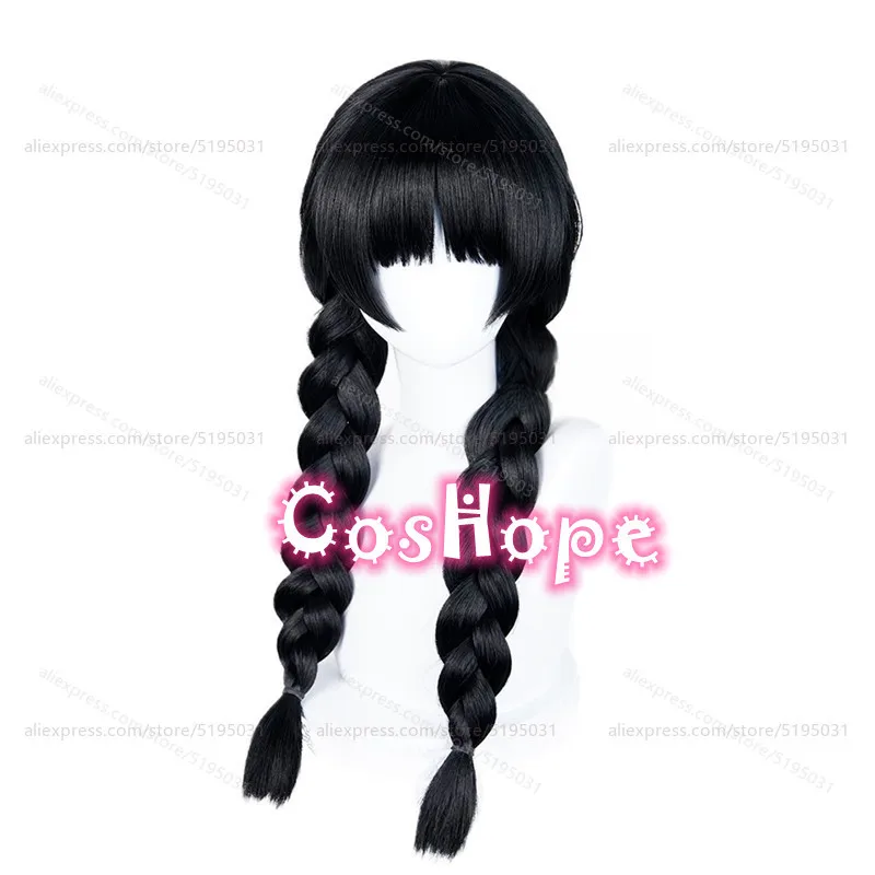 IDV 미스 석류 플레이트 코스프레 가발 어린 소녀 65cm 긴 검은 가발 코스프레 애니메이션 의상을위한 내열성 합성 가발