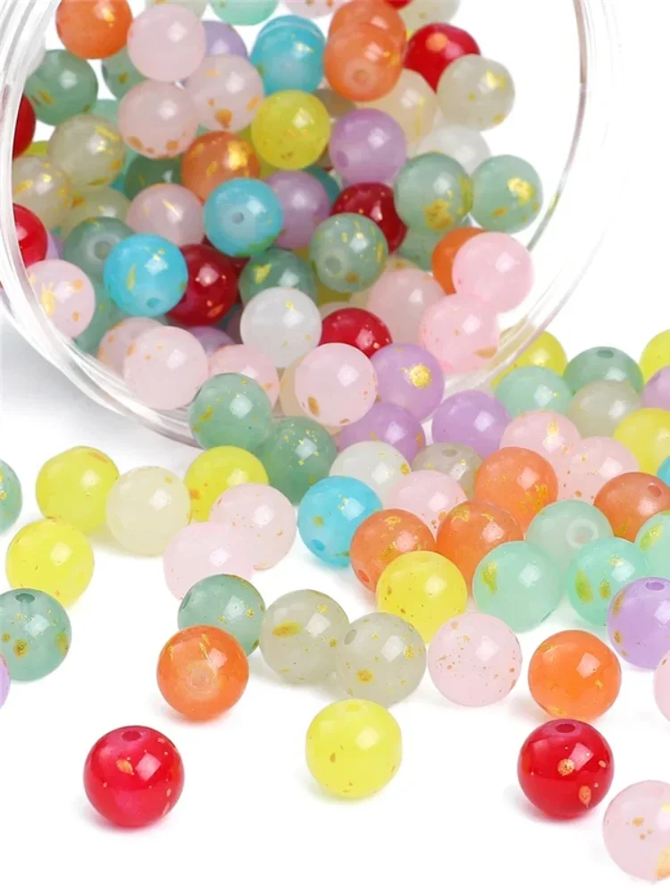 

20Pcs 10mm High Quality Frosted Gold Splattered Glass Rice Beads Loose Beads for Handmade Jewelry DIY Bracelet Necklace Material