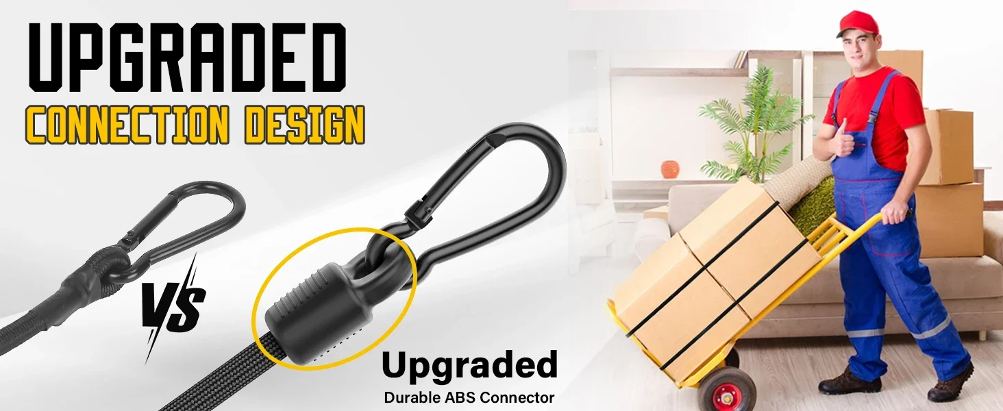 1-6 Stück Verstellbare Spanngurte mit Haken 7-48 Zoll Hochbelastbare Elastische Befestigungsgurte für Fracht Camping Fahrradträger Zelt – Detail 4