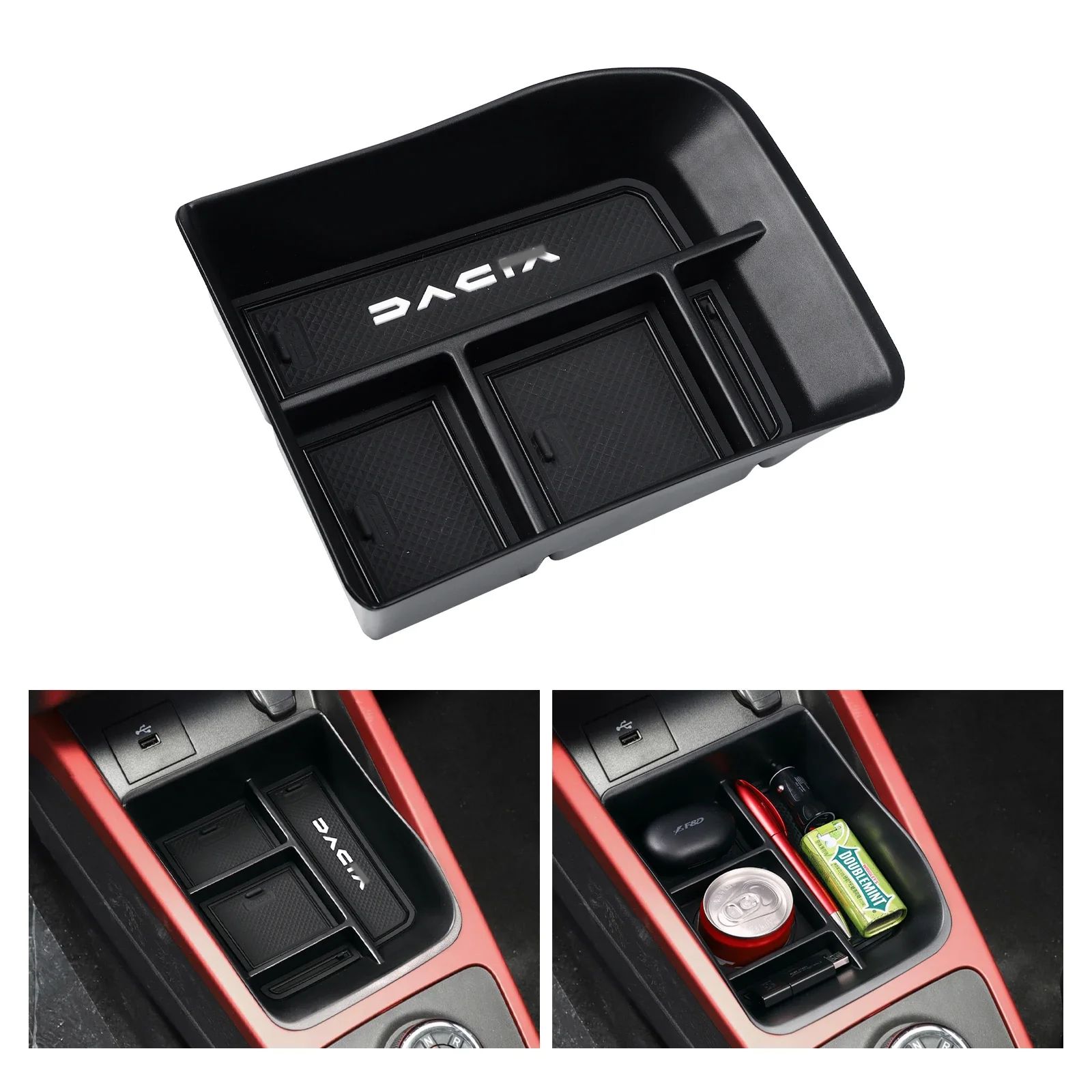 for Dacia Spring 2021 2022 2023 Anti-Slip Gate Slot Mat Interior Accessories Non-Slip Door Groove Pad Center Console Storage Box