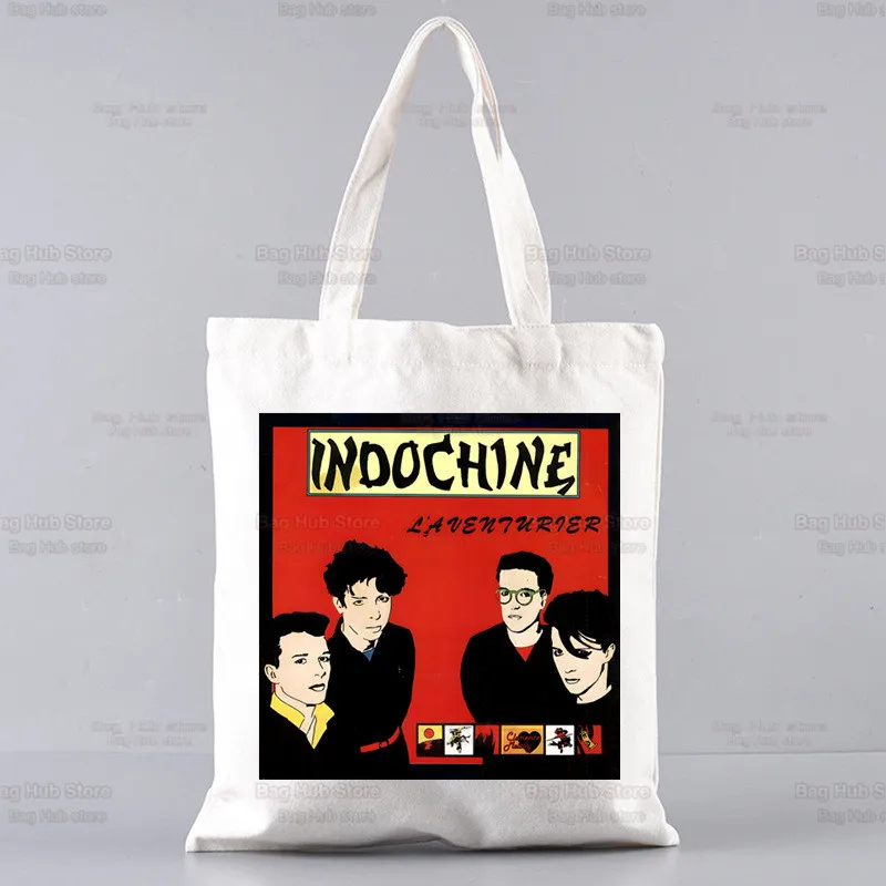 Indochine-Bolso De compras Pop Rock Wave, bolsa De yute De lona para viaje, banda francesa