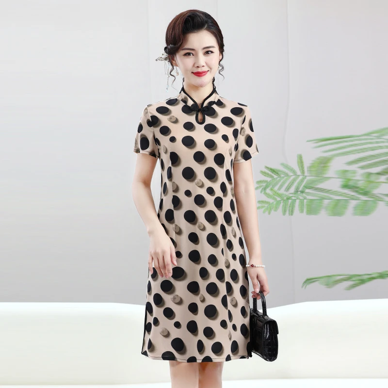 

Girls' short-sleeved retro slim summer cheongsam skirt temperament daily wear Chinese style cheongsam skirt