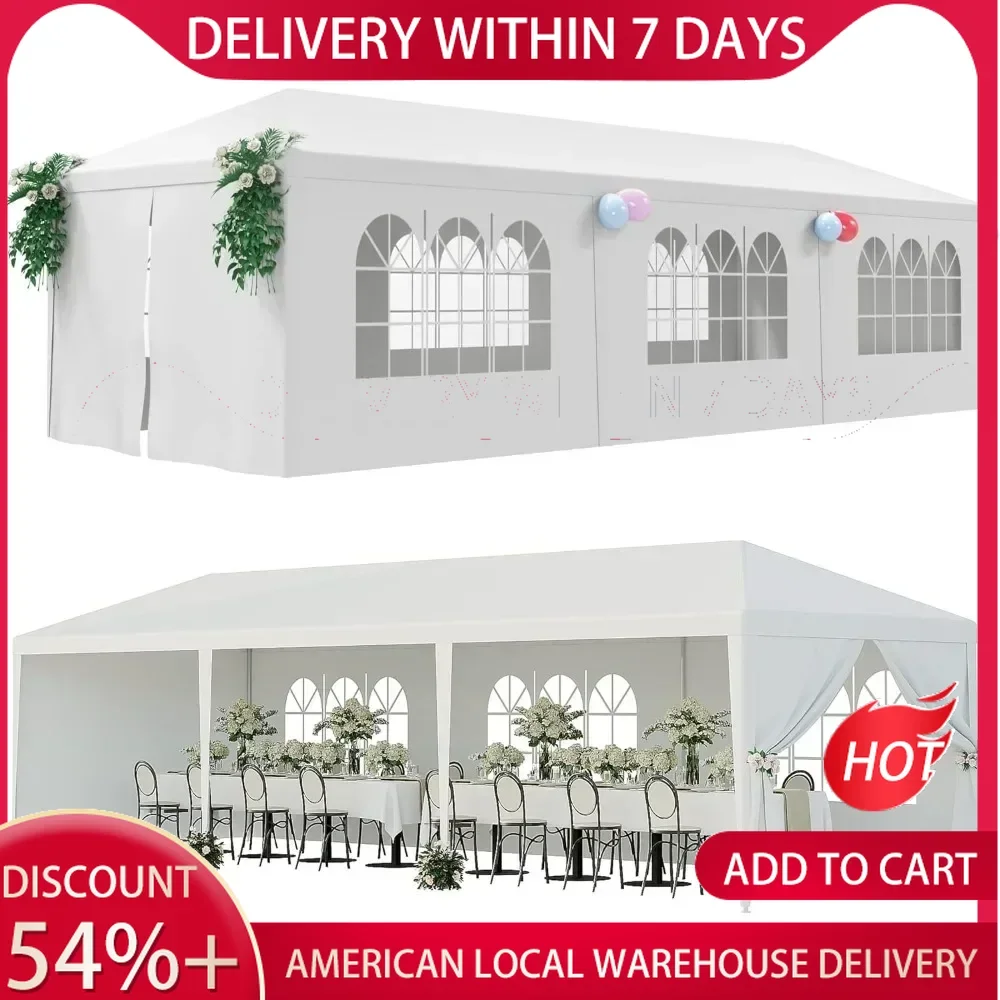 10'x30' Outdoor Canopy Tent Patio Camping Gazebo Shelter Pavilion Cater Party Wedding BBQ Events Tent W/Removable Sidewalls Home