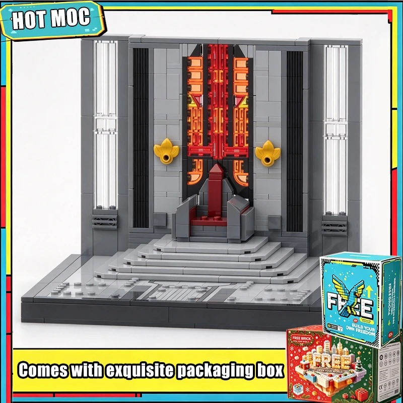 497 PCS MOC Sci Fi Galaxy Throne Room Building Blocks Set Custom Puzzle DIY Assembly Space Palace Scene Display Model Toy Gift