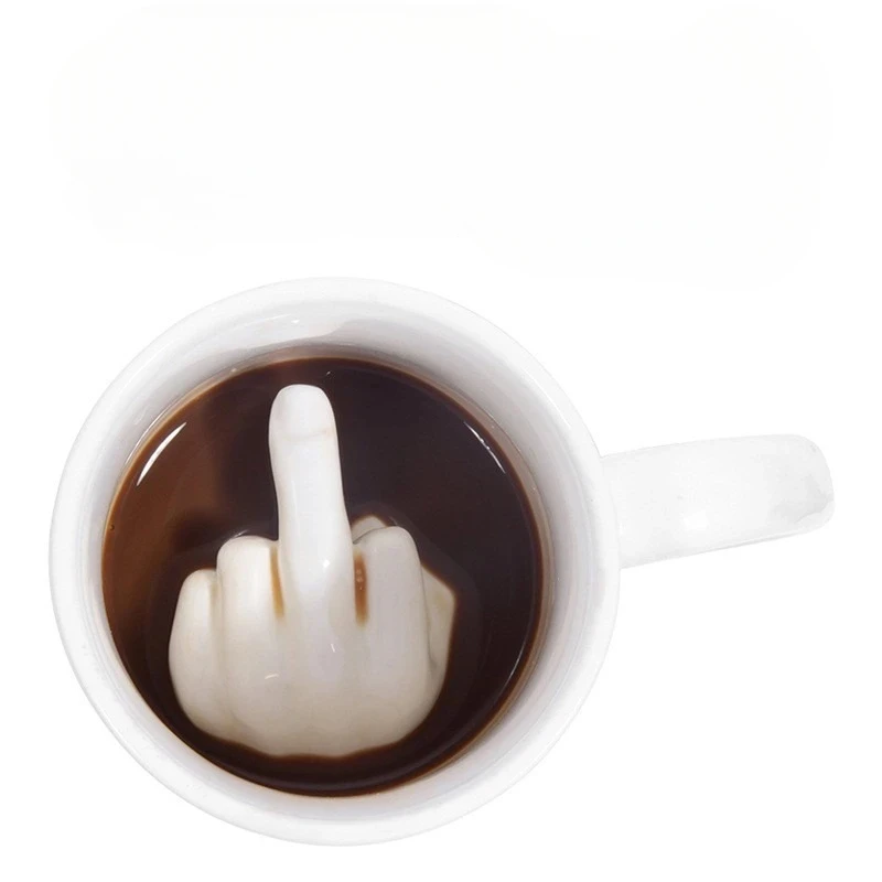 Funny Middle Finger Cup for Coffee Milk and Water, Personality Creative Design, Ceramic Mug, Party Spoof, Drinkware