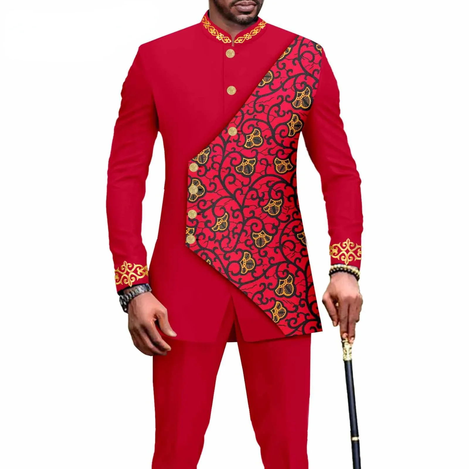 2025 Elegant African Style Men's Luxury Suit Plaid Stripe Single Breasted Suit and Pants 2 Piece Casual Business Suit for Men