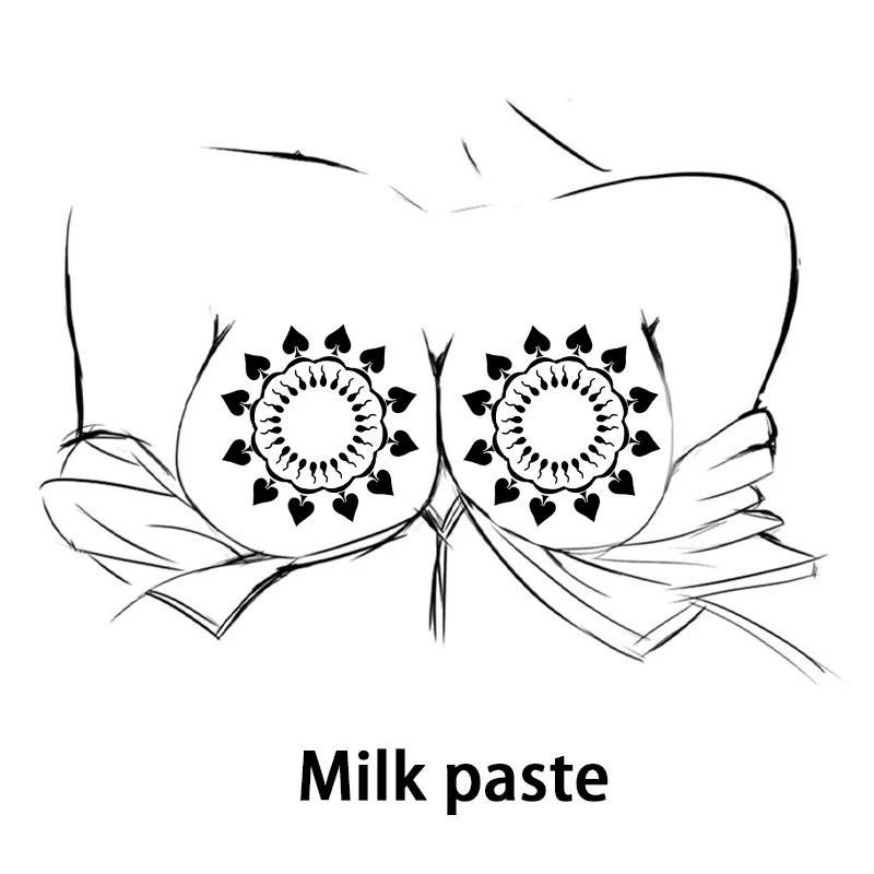 Spade Flower Pattern Chest Nipple Stickers Sexy Pattern Temporary Stickers Waterproof and Sweat-Proof Color Tattoo Stickers