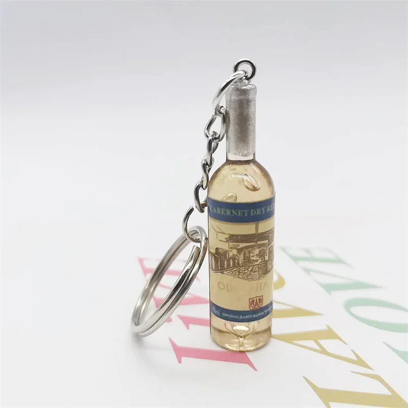 Simulation Harz Bier Wein Flasche Schlüsselbund für Frauen Männer Mode Auto Tasche Schlüsselring Anhänger Beitritt Schmuck Geschenk Großhandel 2025 – Detail 5