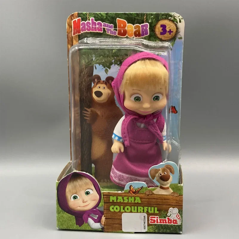 Genuine MashaBear Plush Doll, Masha in Purple Dress & Standing Bear Stuffed Toy, Birthday & Holiday Gift