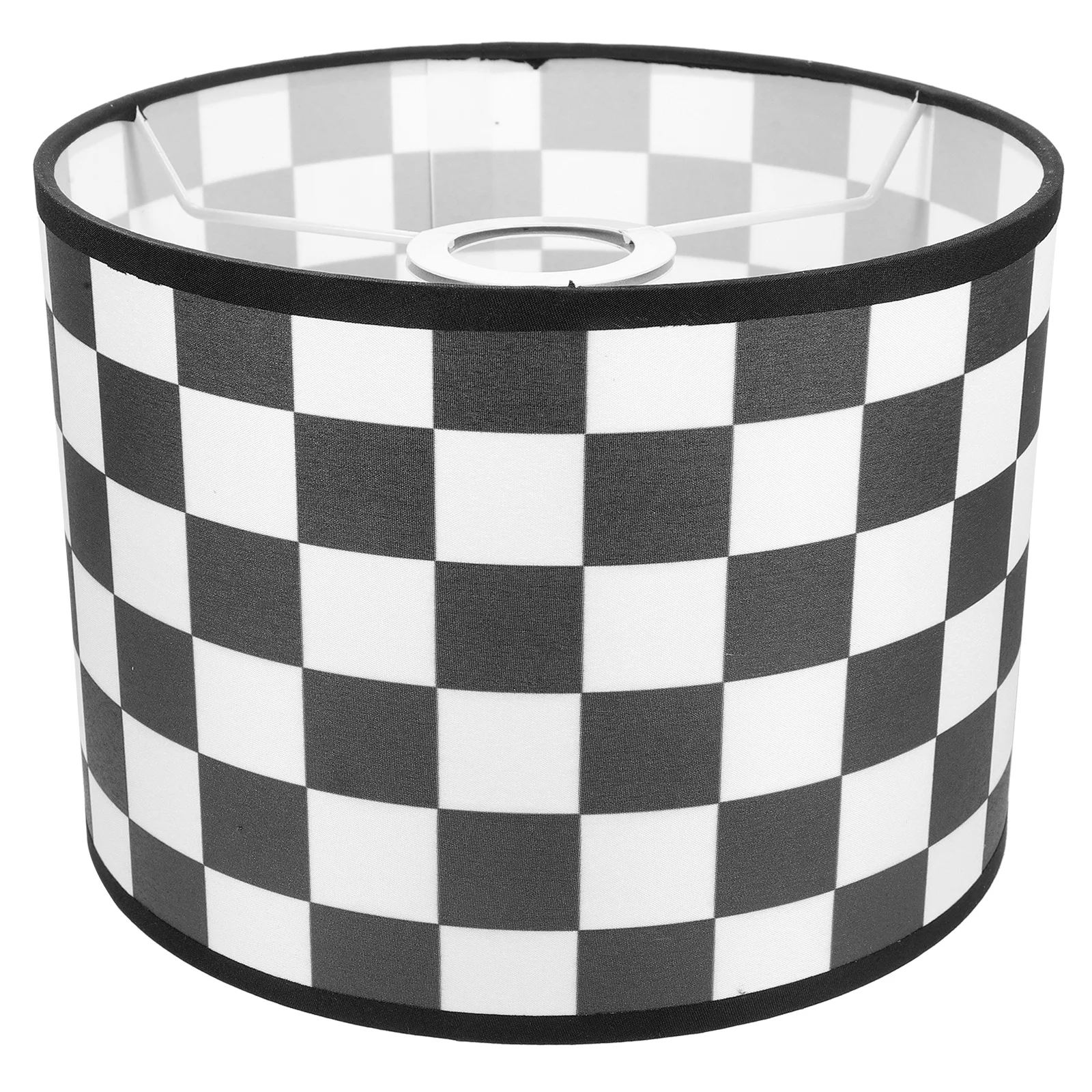 

Linen Drum Lamp Shade Black White Checkered Pattern For Table Desk Floor Wall Ceiling Bedroom Study Room Replacement