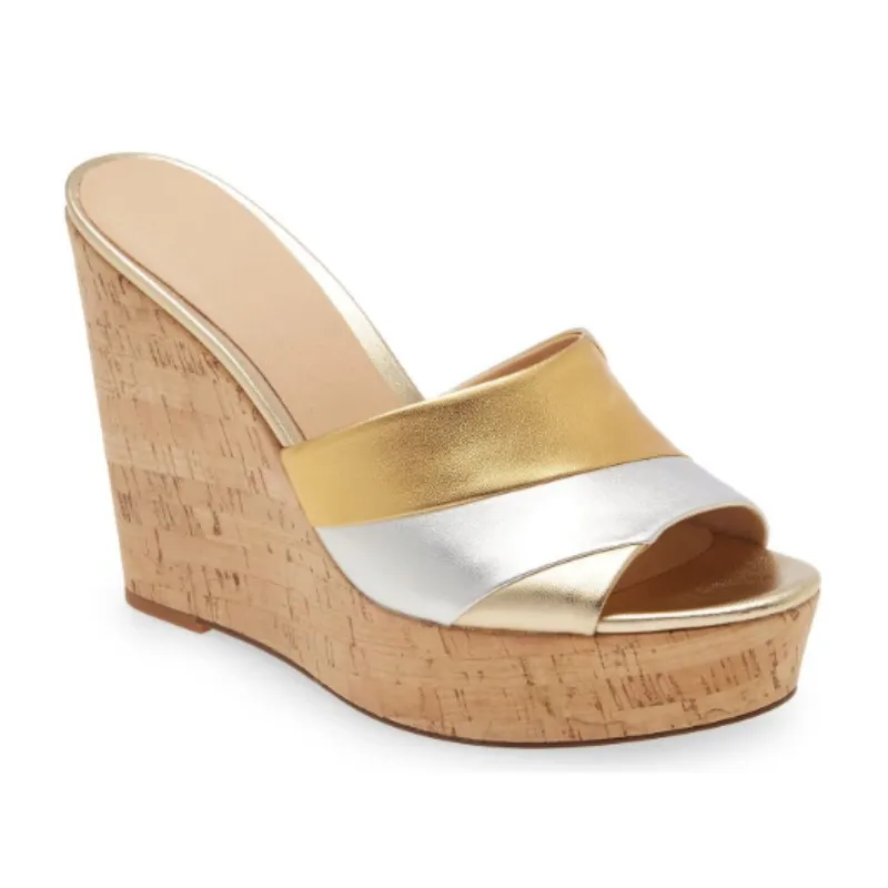 

DIZHUANG/пикантные женские тапочки на высоком каблуке, высота каблука около 15 см, разноцветные кожаные лоскутные тапочки, туфли на танкетке и платформе