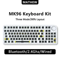 MATHEW TECH MK96 Gasket Mechanical Keyboard Kit Hot-swappable Three-mode Wireless Knob Prelubed Stab,Dynamic RGB Light