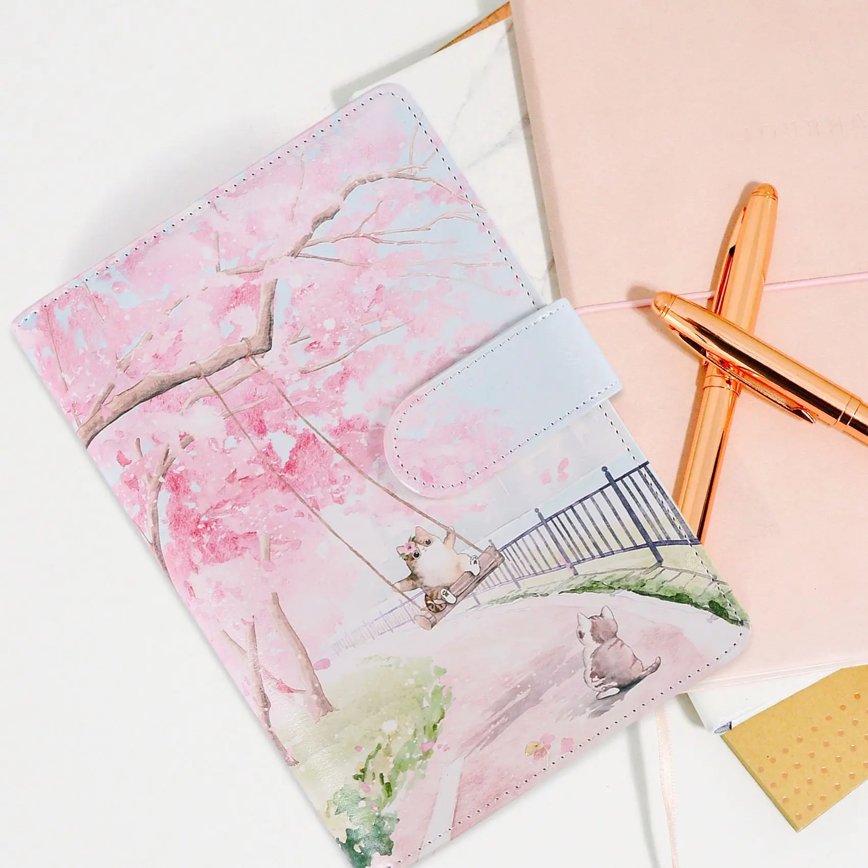 桜の花 80枚 A6 ルーズリーフノート ジャーナル アジェンダ プランナーセット 文房具、手帳-POS