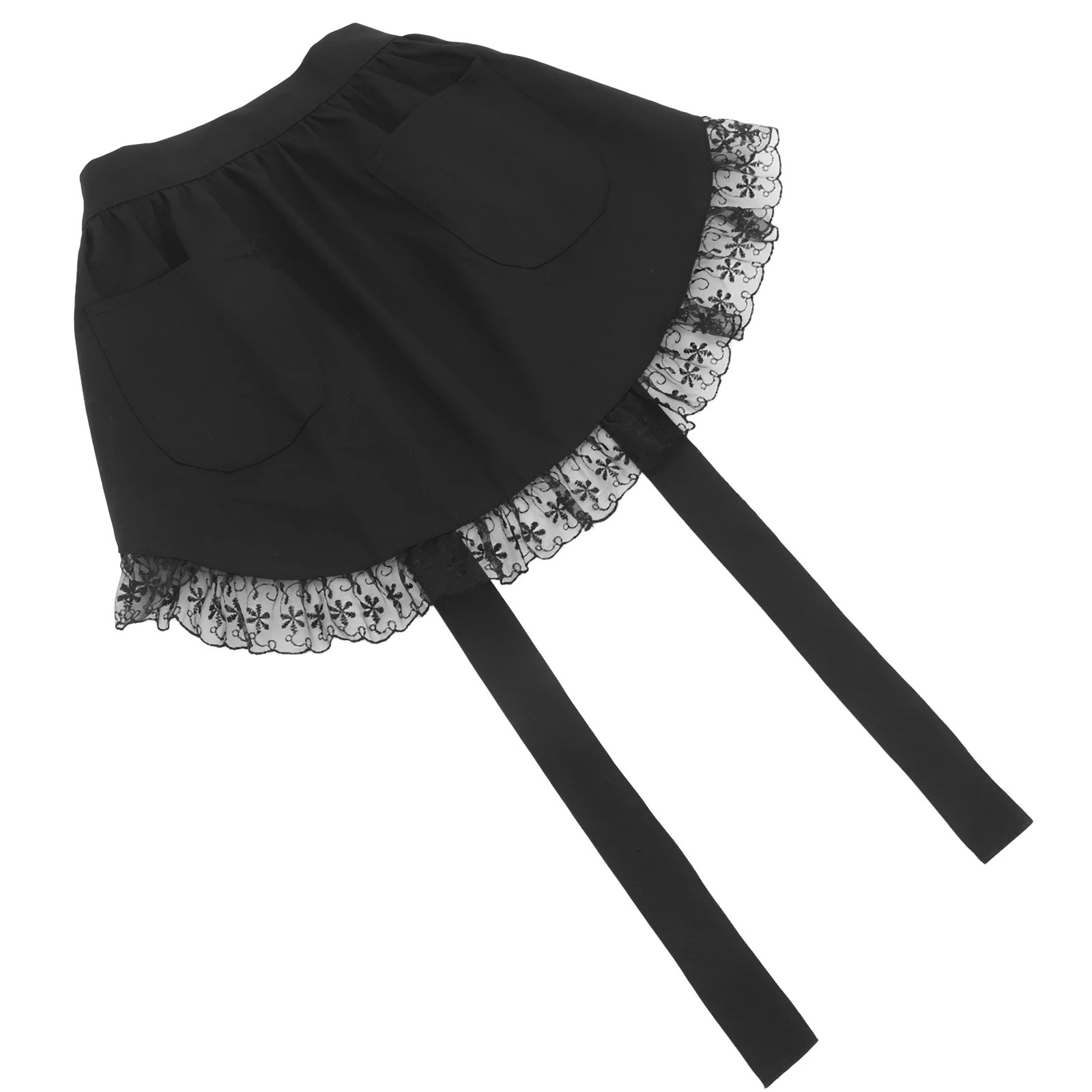 

Vintage Lace Apron Retro Kitchen Maid Half Aprons Women Pockets Cotton Cleaning Portable Lightweight Home Coffee Shop Restaurant