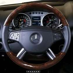 For Mercedes-Benz M-Class R-Class GL-Class ML350 ML400 R320 DIY Customized Peach Wood Grain Leather Car Steering Wheel Cover