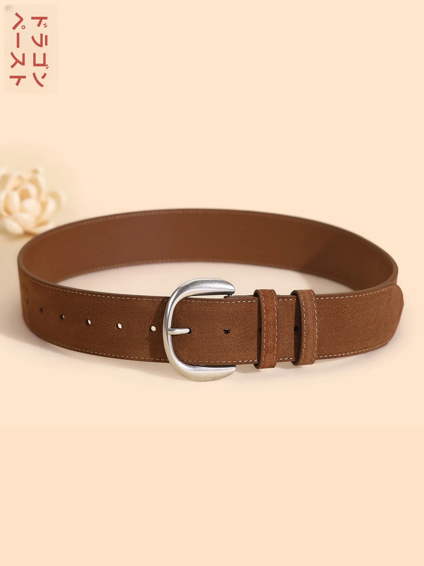 レトロスタイルの女性の装飾的なスエードベルトファッショナブルな本革ベルトバックル合金ヴィンテージシルバートーン冬新着