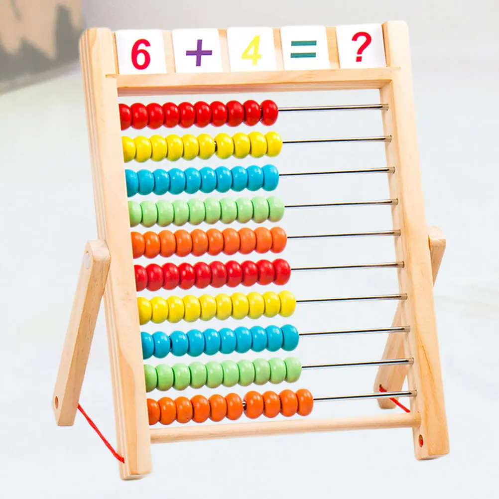 قطعة واحدة من إطار العد الخشبي التقليدي خفيف الوزن ومحمول للفصول الدراسية والمدرسة المنزلية للاستخدام ممارسة الحساب السريع في وقت مبكر #2