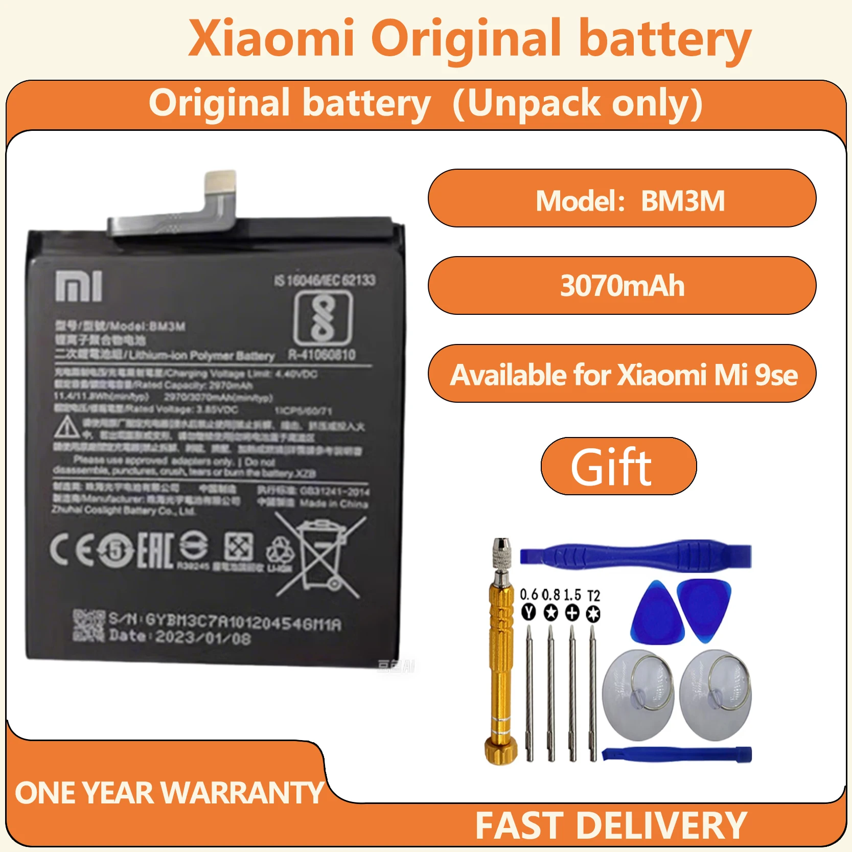 Original Xiaomi Battery BM3M Mi 9se Edition High Quality Phone Replacement Battery Phone Battery 2025 100%