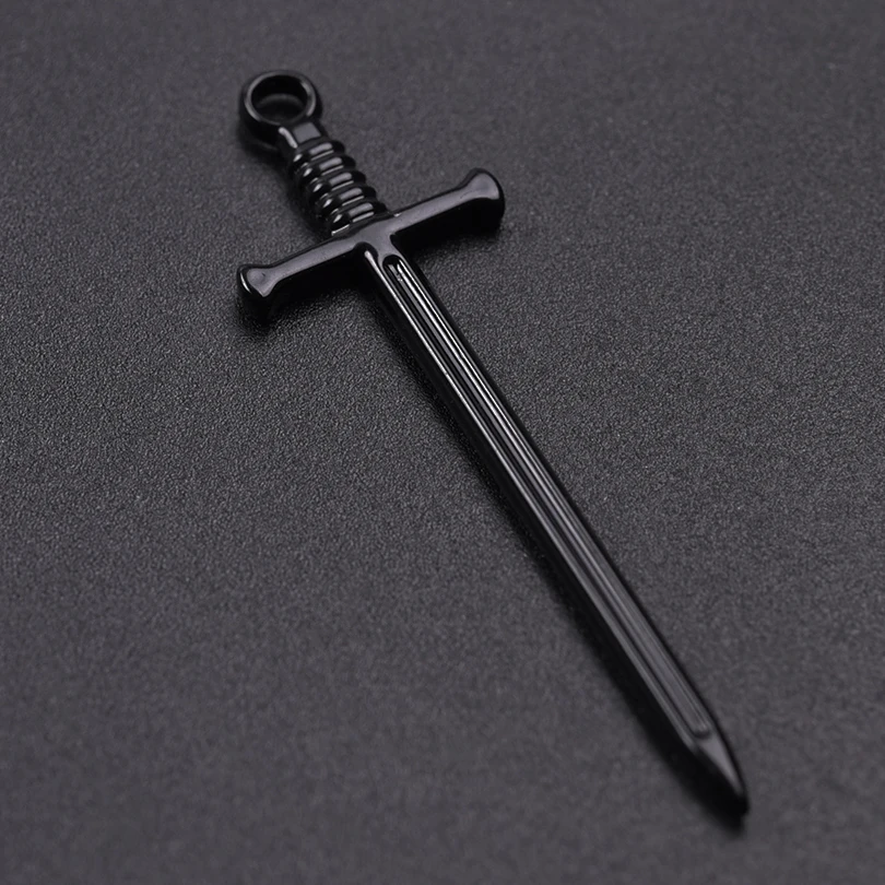 10pcs/Lot Long Sword Charms For Jewelry Making Supplies Weapons Pendant Stainless Steel Pendants Wholesale DIY Handmade Material