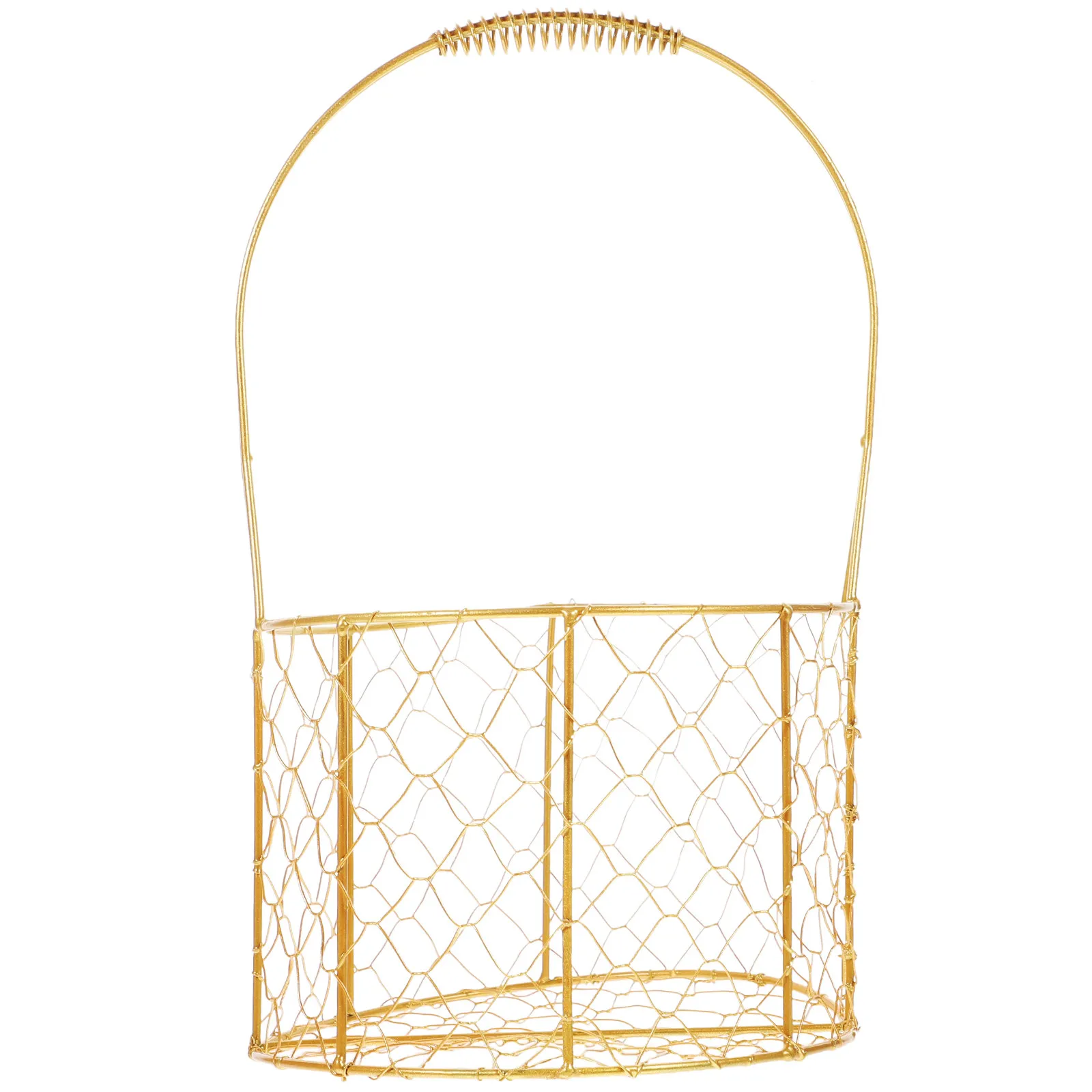 Cesta de Alambre de Hierro Vacía con Asa de 20 cm, Cesta de Almacenamiento de Metal Rústico para Regalos de Boda, Flores, Joyería, Cosméticos, Baño