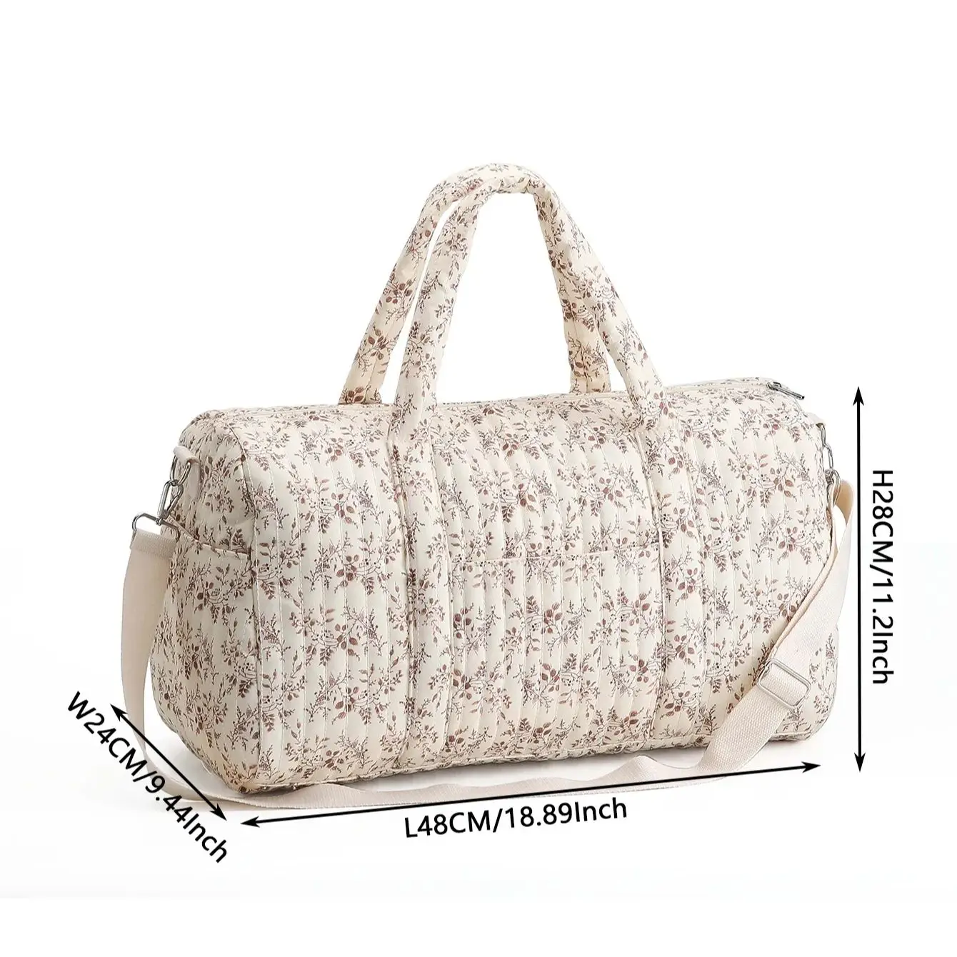 حقيبة الأم ذات سعة كبيرة حقيبة سفر للنساء حقيبة حفاضات الطفل طباعة الأزهار حقيبة كروسبودي متعددة الوظائف