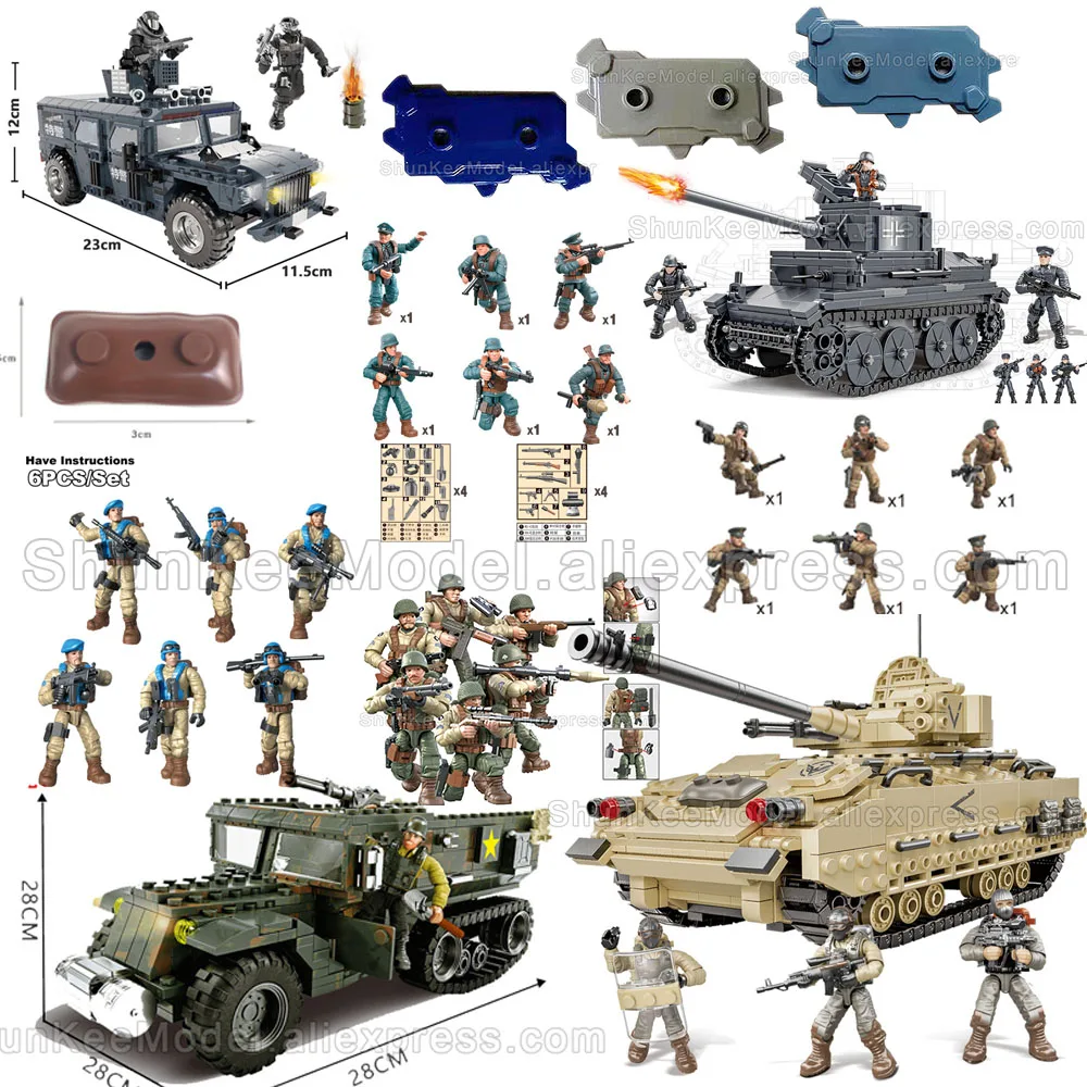 Military Main Battle Tank WWII WW2 USA  Army Soldier City Police SWAT Weapon Accessories Compatible Mini Figures Building Blocks