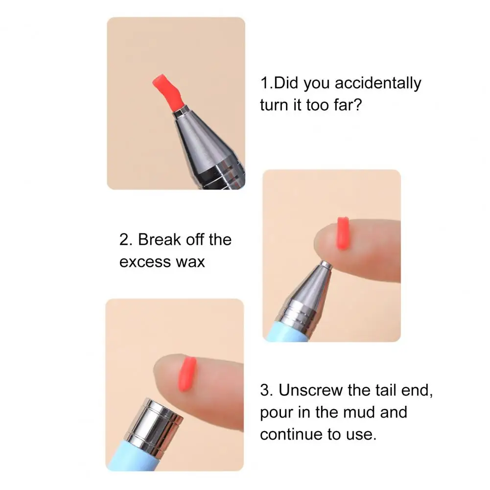 Nail Art Pen with Rhinestone Placement Wax Output Pen Automatic Refillable Wax Pen for Rhinestone Art Precise Placement Manicure