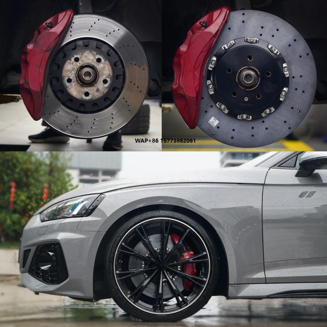 Front 380x34 mm and Rear 370x24 mm TCCB-R Carbon Fiber Ceramic Rotor for RS5 Fit Original Caliper