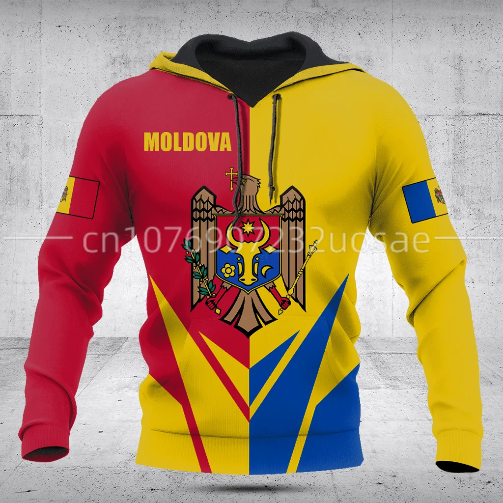 2023 Spring/Summer New Moldova Flag Zipper Hoodie 3D Printed Men's and Women's Sweatshirt Casual Fashion Street Men's Hoodie