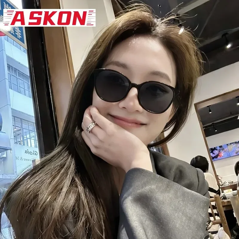 ASKON Acetate Woven Chain Sunglasses Woman Round Black Glasses Women UV400 Outdoor Fashion Retro Eyewear Female Trendy Travel