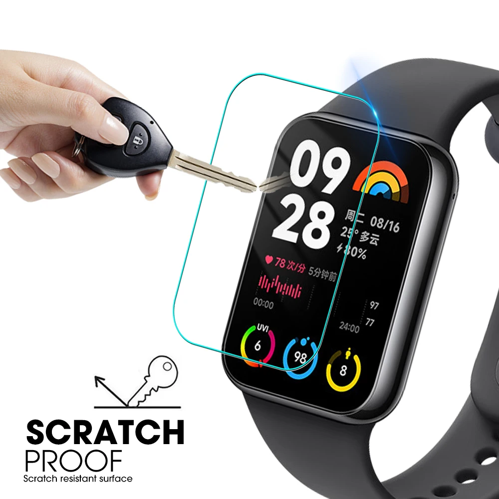 1-3 pçs películas protetoras de tela de vidro temperado para xiaomi mi banda 8 pro hd protetor de tela transparente miband 8pro smartwatch guarda